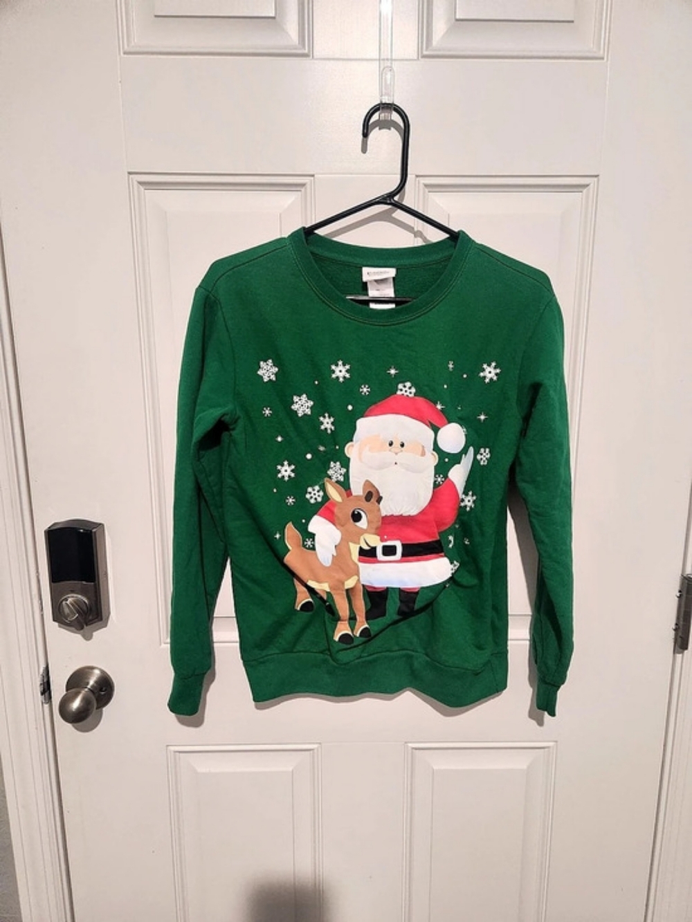 Rudolph the Red-Nosed Reindeer Women’s Green Crew Neck Light-Up Sweatshirt Small